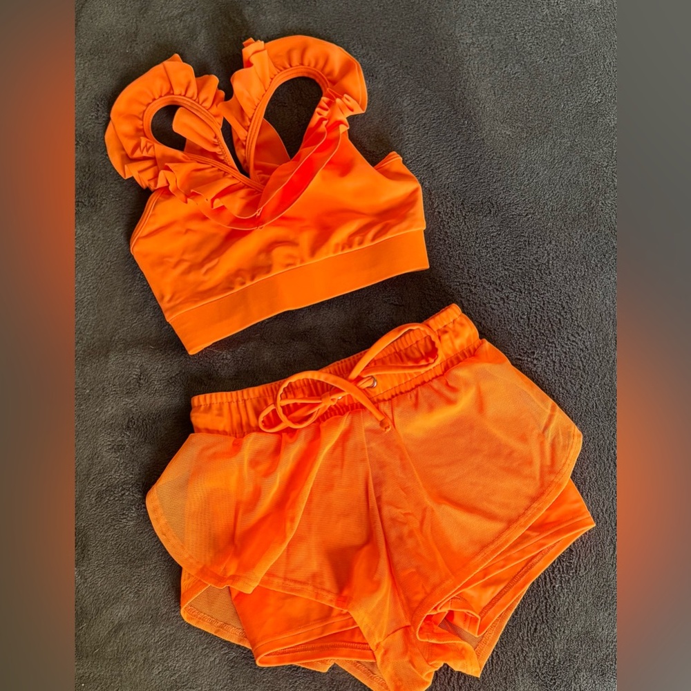 Orange Ruffle Sports Set - Picture 2 of 2
